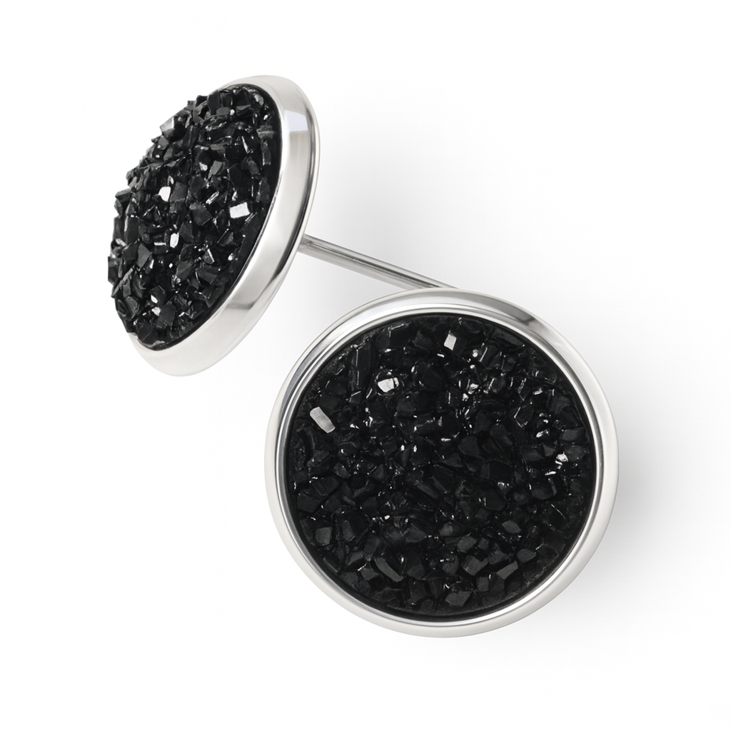 Black Cluster Resin Stud Earrings, Handmade 3D Dimensional Studs