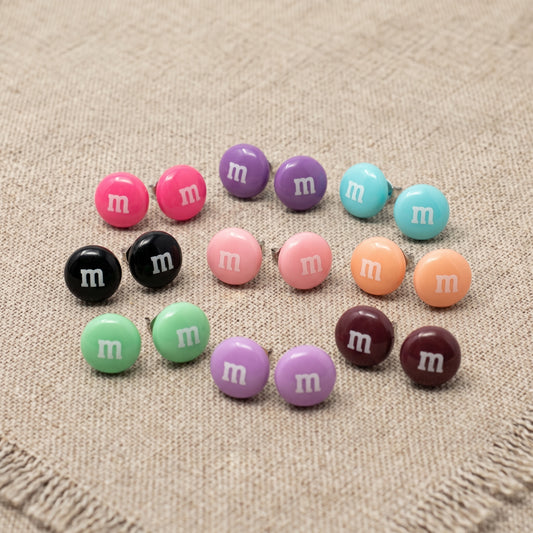 Colourful Round Lolly-Look Stud Earrings | Handmade | 14mm