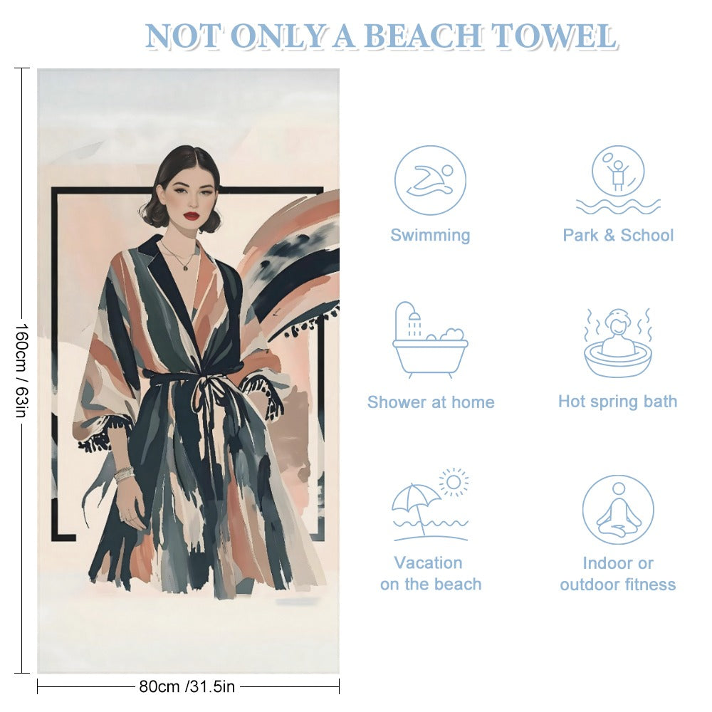Modern Muse – Premium Beach Towel | Fashion Illustration Art | 160×80 cm