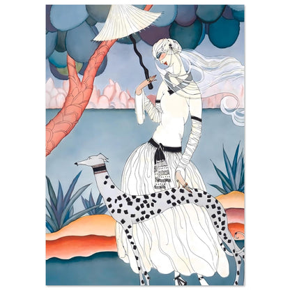 Ms Vogue & Her Spotted Hound Art Deco Wall Art Poster A0 (84.1 x 118.9 cm)
