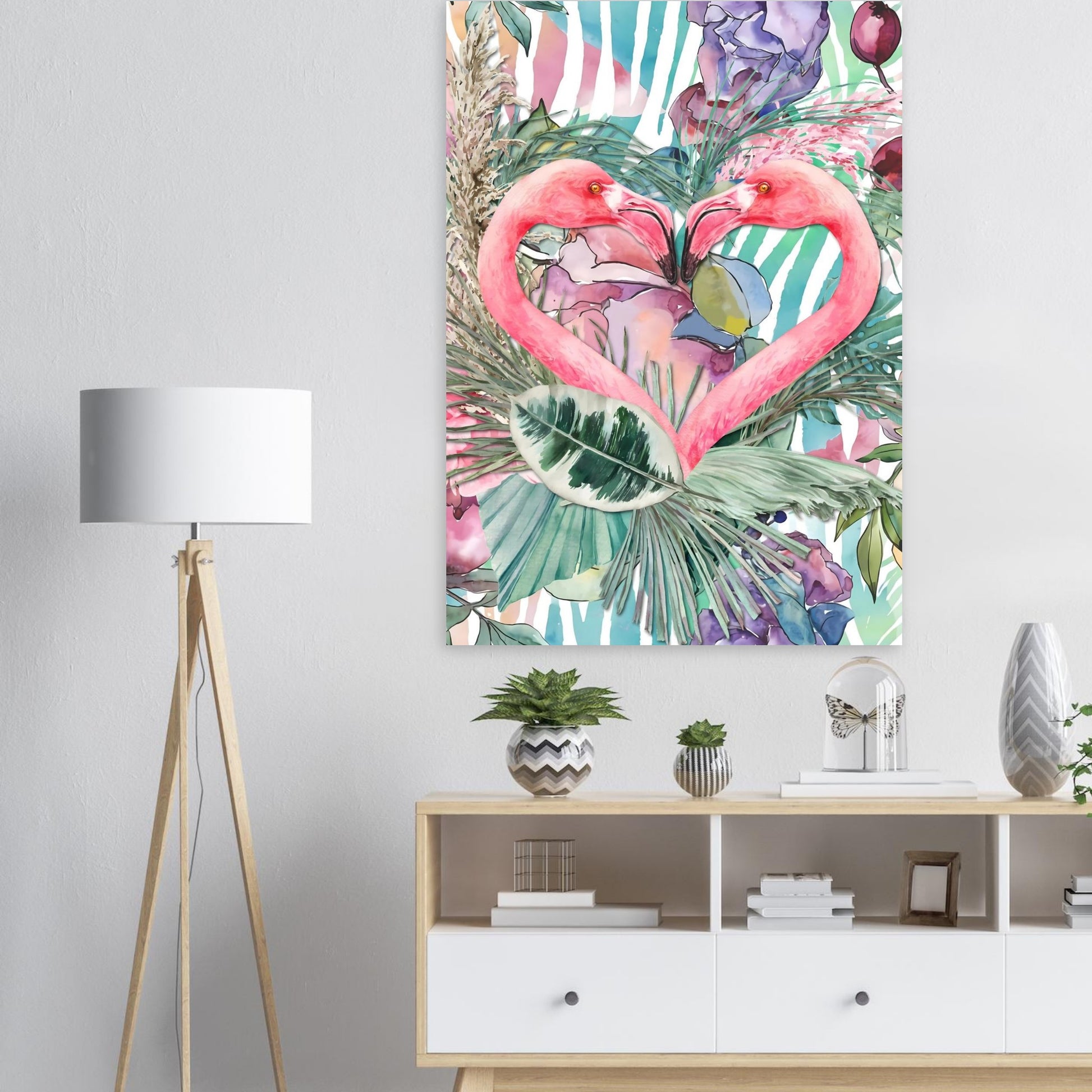Flamingo Love Tropical Wall Art Poster