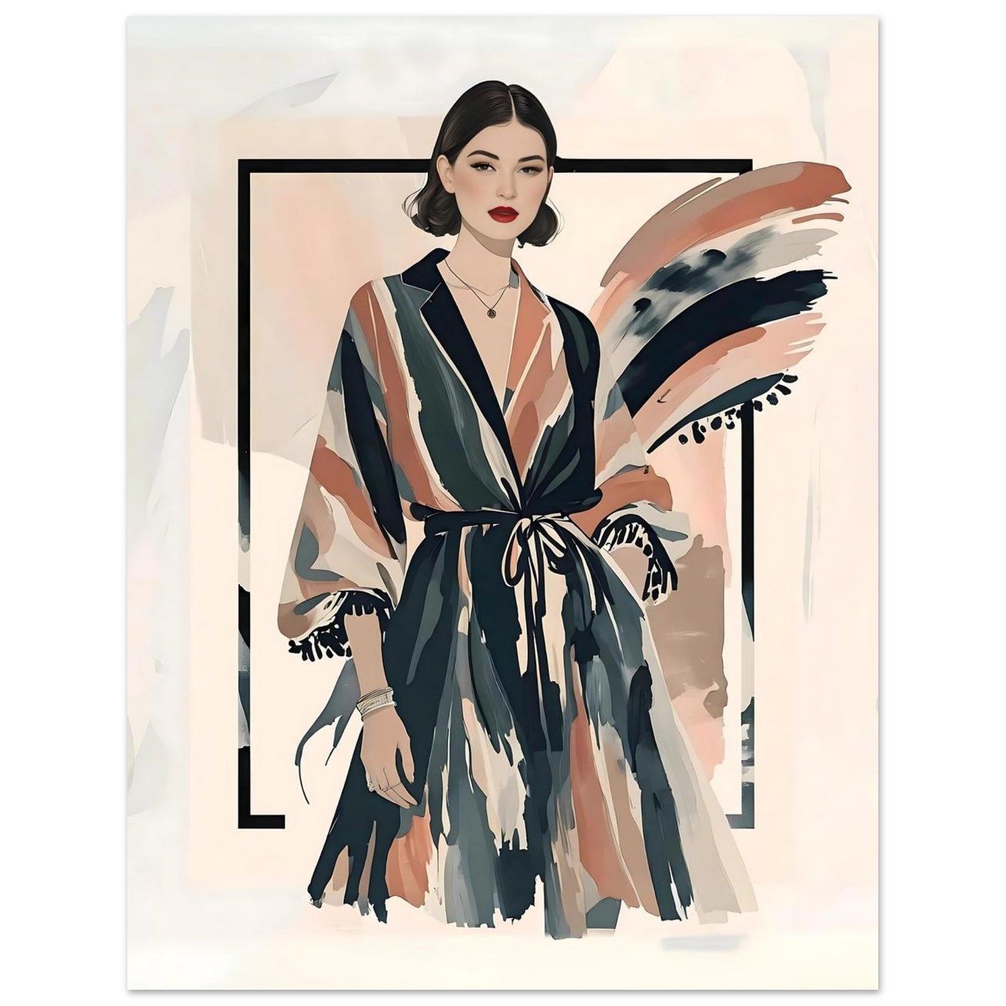 Kimono Chic Fashion Illustration Wall Art Poster 27x35 cm 11x14″