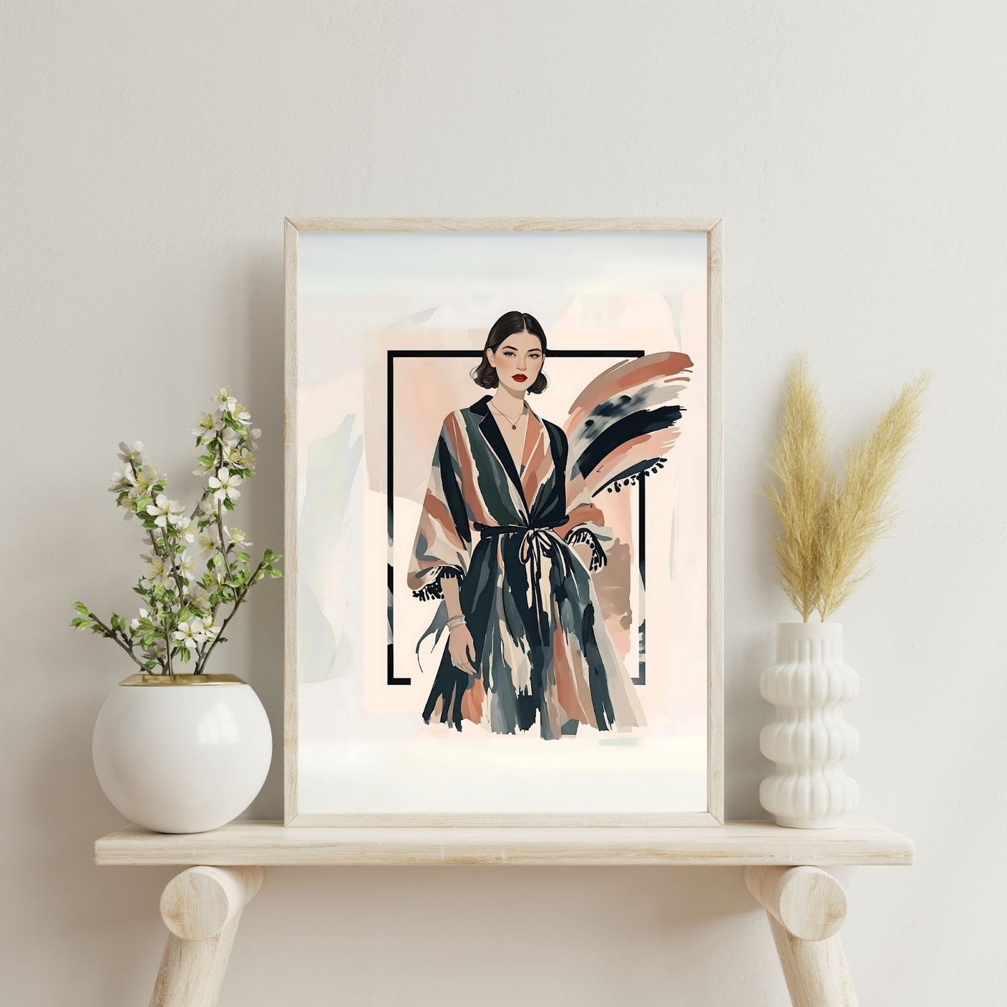 Kimono Chic Fashion Illustration Wall Art Poster