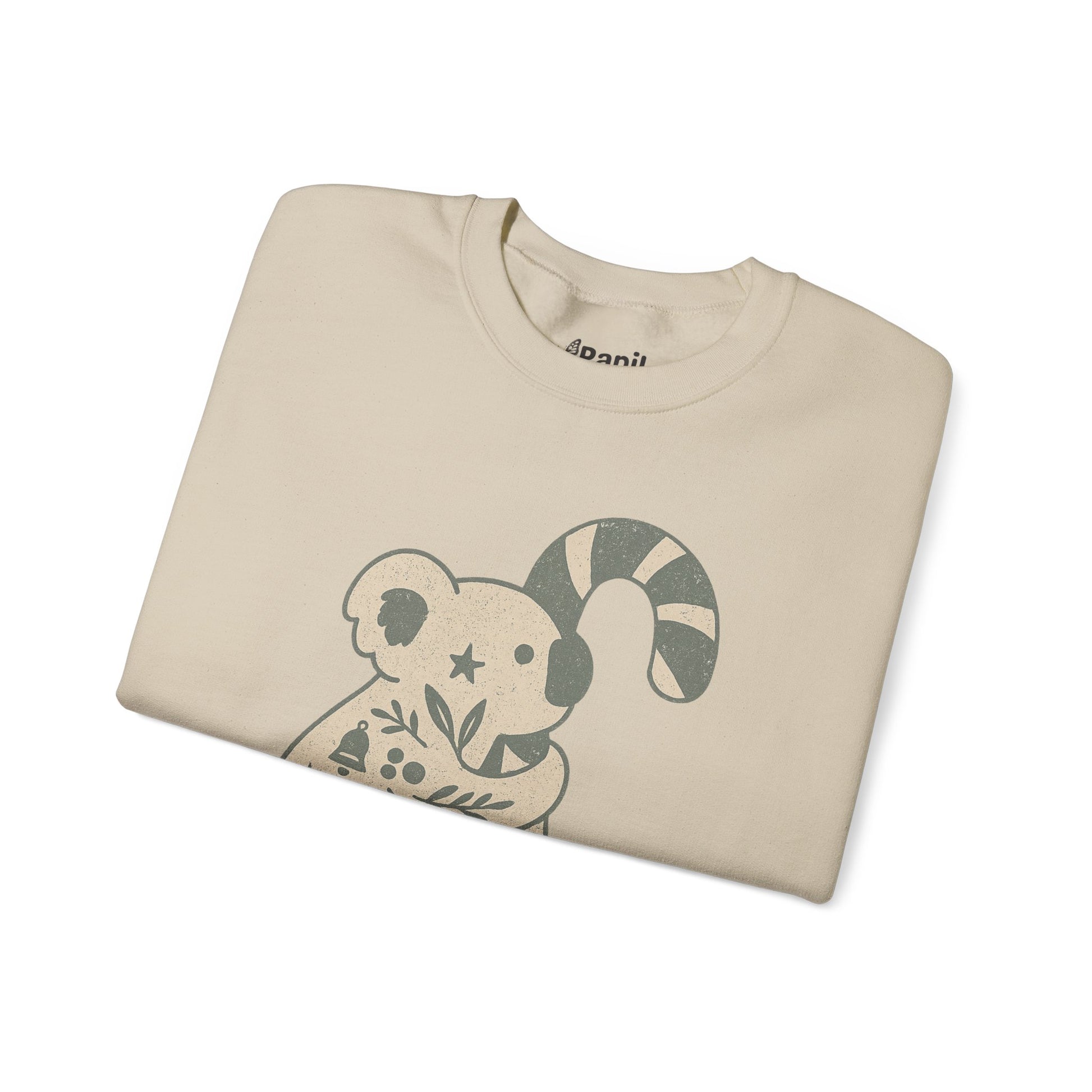 Koala Candy Cane Crewneck Christmas Sweatshirt — Whimsical Floral Australian Koala Holiday Sweatshirt