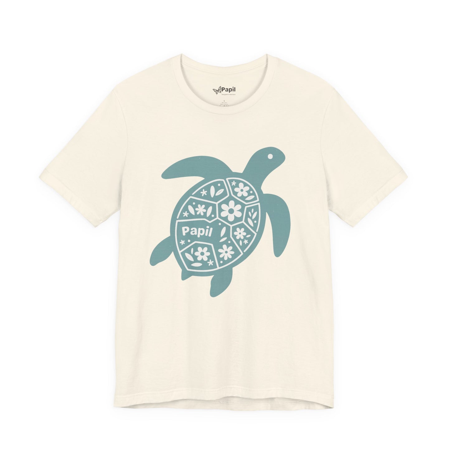 Sea Turtle Graphic Tee — Papil Floral Shell T-Shirt Natural