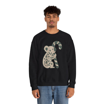 Koala Candy Cane Crewneck Christmas Sweatshirt — Whimsical Floral Australian Koala Holiday Sweatshirt