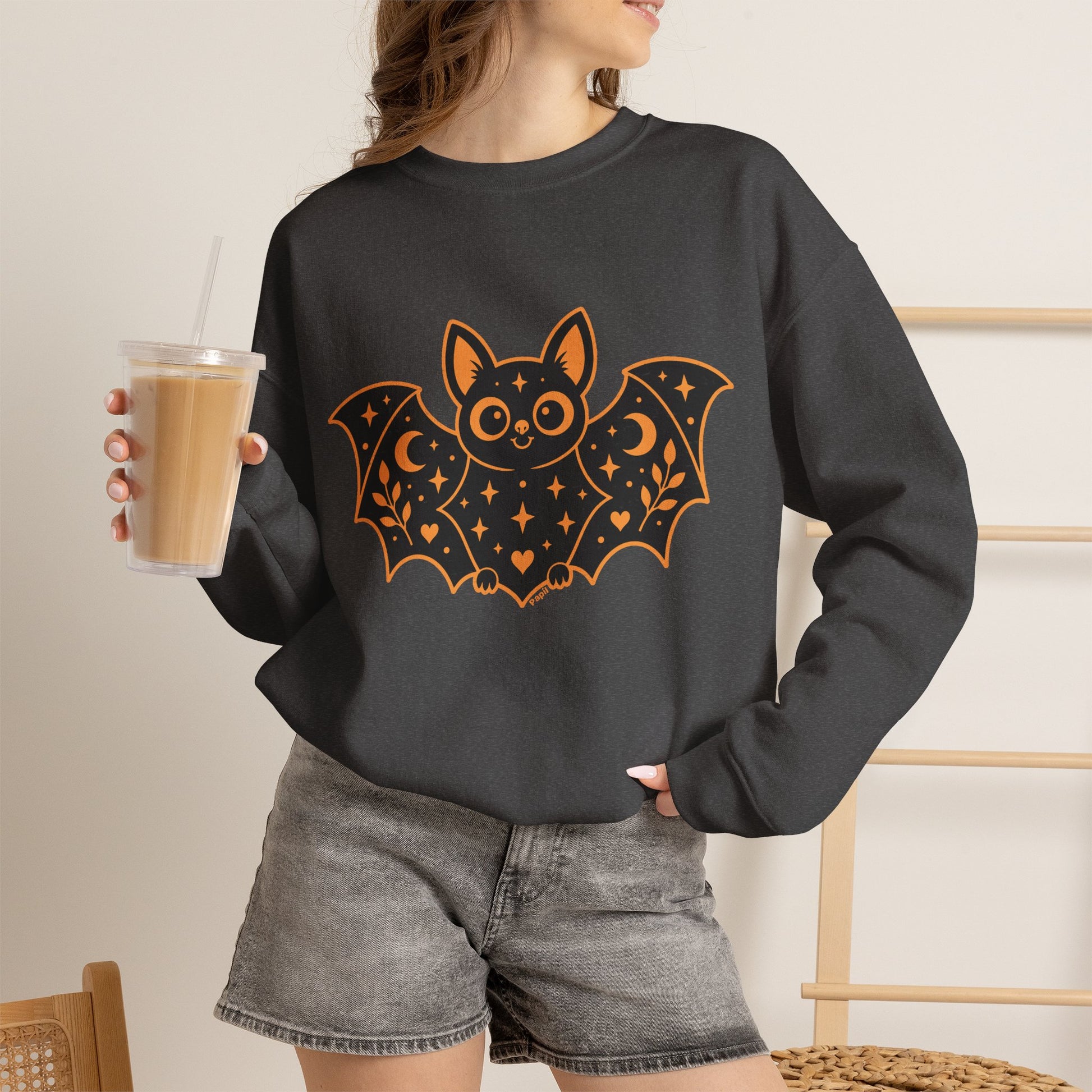 Moonlit Magic — Cute Purple Bat Halloween Crewneck Sweatshirt
