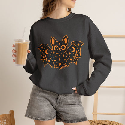 Moonlit Magic — Cute Purple Bat Halloween Crewneck Sweatshirt