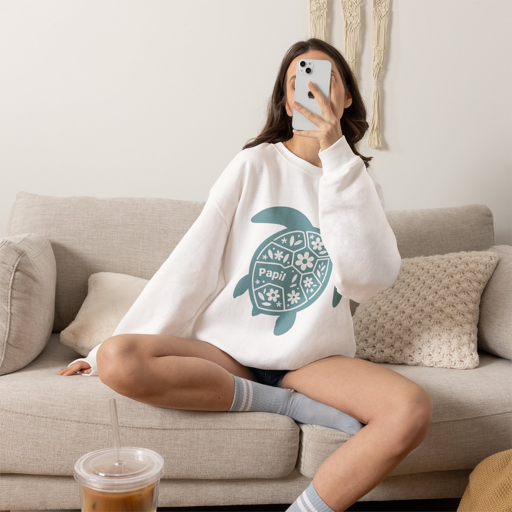 Shell Yeah! Floral Sea Turtle Cosy Crewneck Sweatshirt