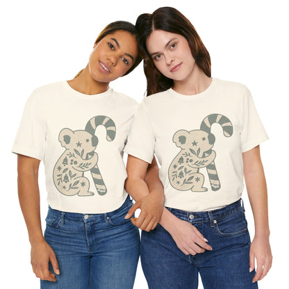 Koala Candy Cane Christmas Unisex T-Shirt — Cute Floral Koala Australian Holiday Tee