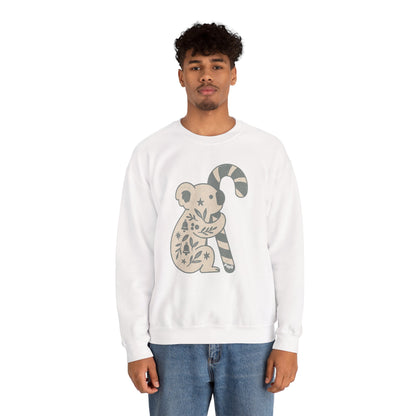 Koala Candy Cane Crewneck Christmas Sweatshirt — Whimsical Floral Australian Koala Holiday Sweatshirt