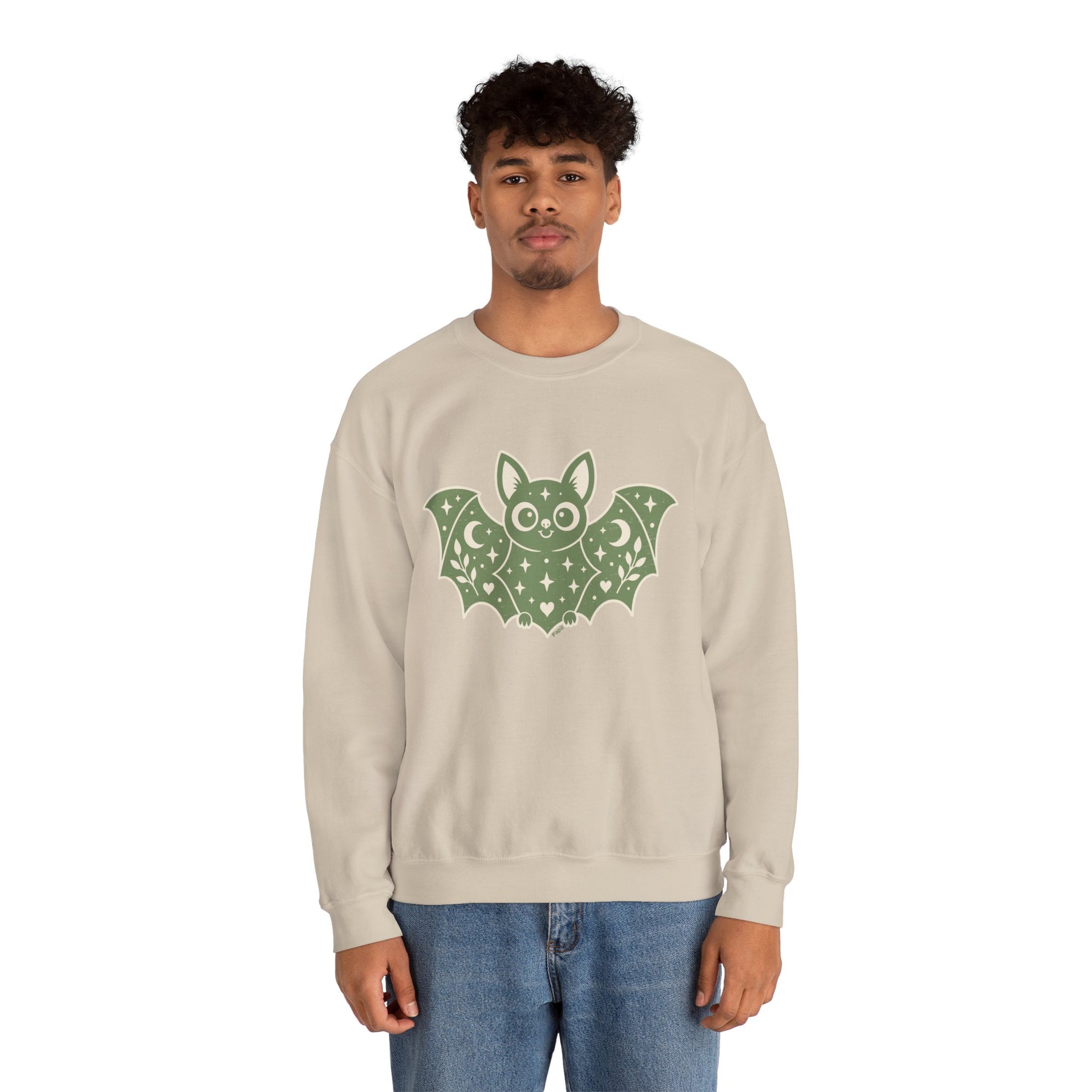Moonlit Magic — Cute Purple Bat Halloween Crewneck Sweatshirt