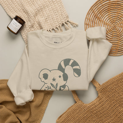 Koala Candy Cane Crewneck Christmas Sweatshirt — Whimsical Floral Australian Koala Holiday Sweatshirt