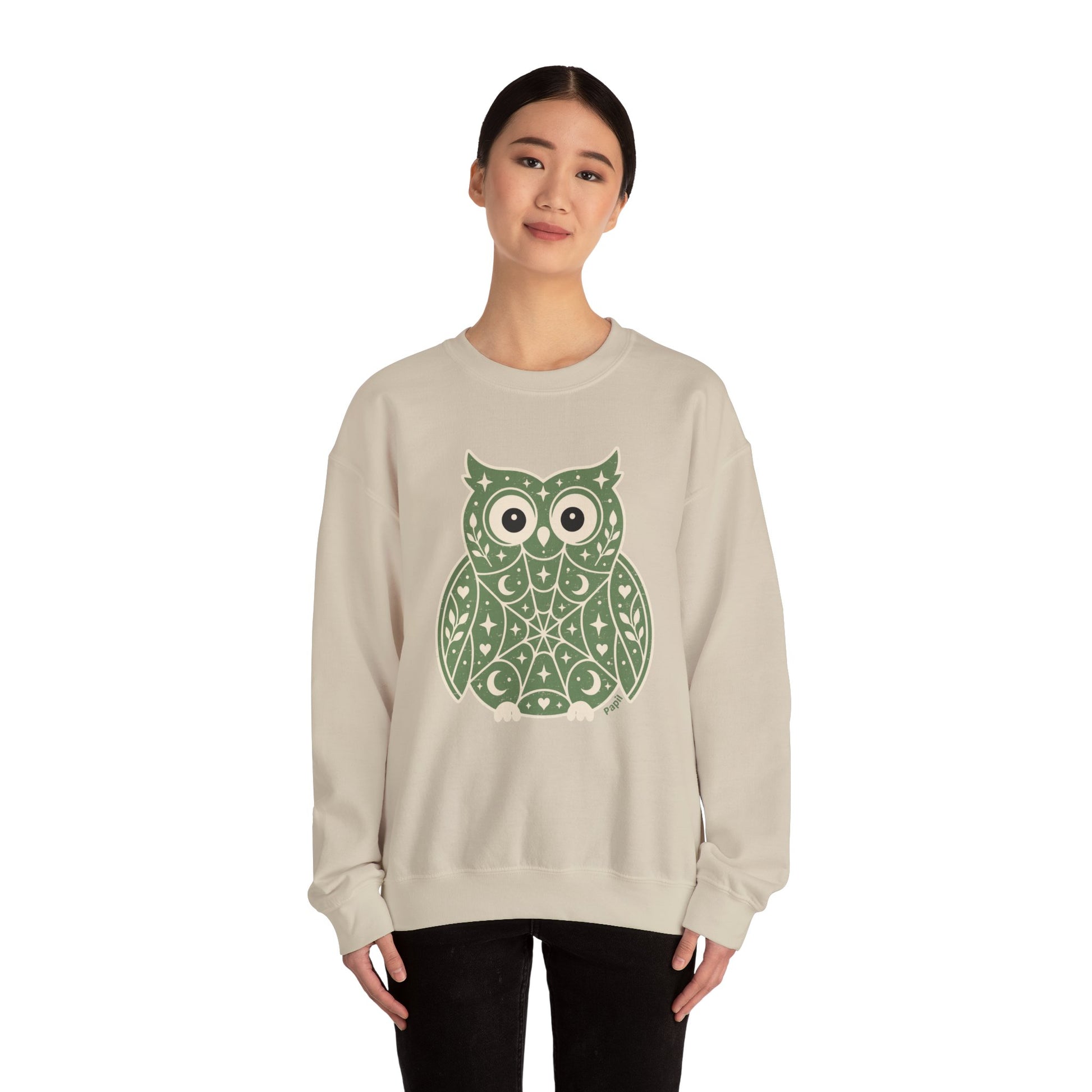 Wise & Whimsical — Folk Owl Cosy Crewneck Sweatshirt