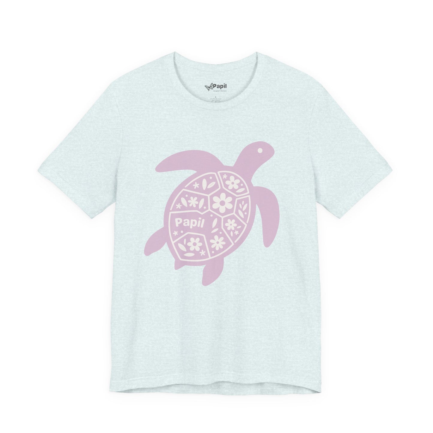 Sea Turtle Graphic Tee — Papil Floral Shell T-Shirt Heather Ice Blue