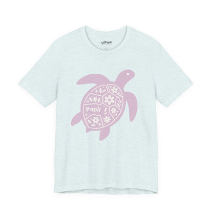 Sea Turtle Graphic Tee — Papil Floral Shell T-Shirt Heather Ice Blue