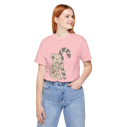 Floral Koala with Candy Cane Christmas Tee | Botanical Animal Woodland T-Shirt