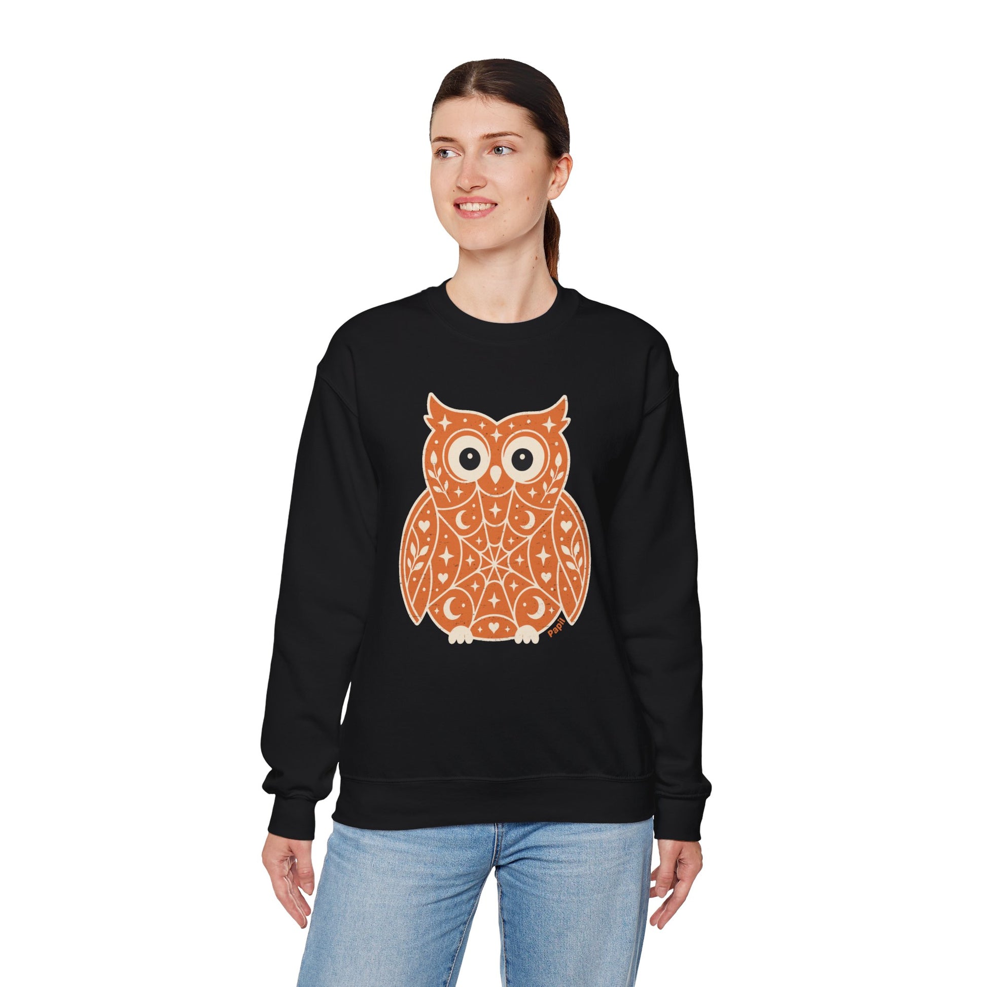 Wise & Whimsical — Folk Owl Cosy Crewneck Sweatshirt