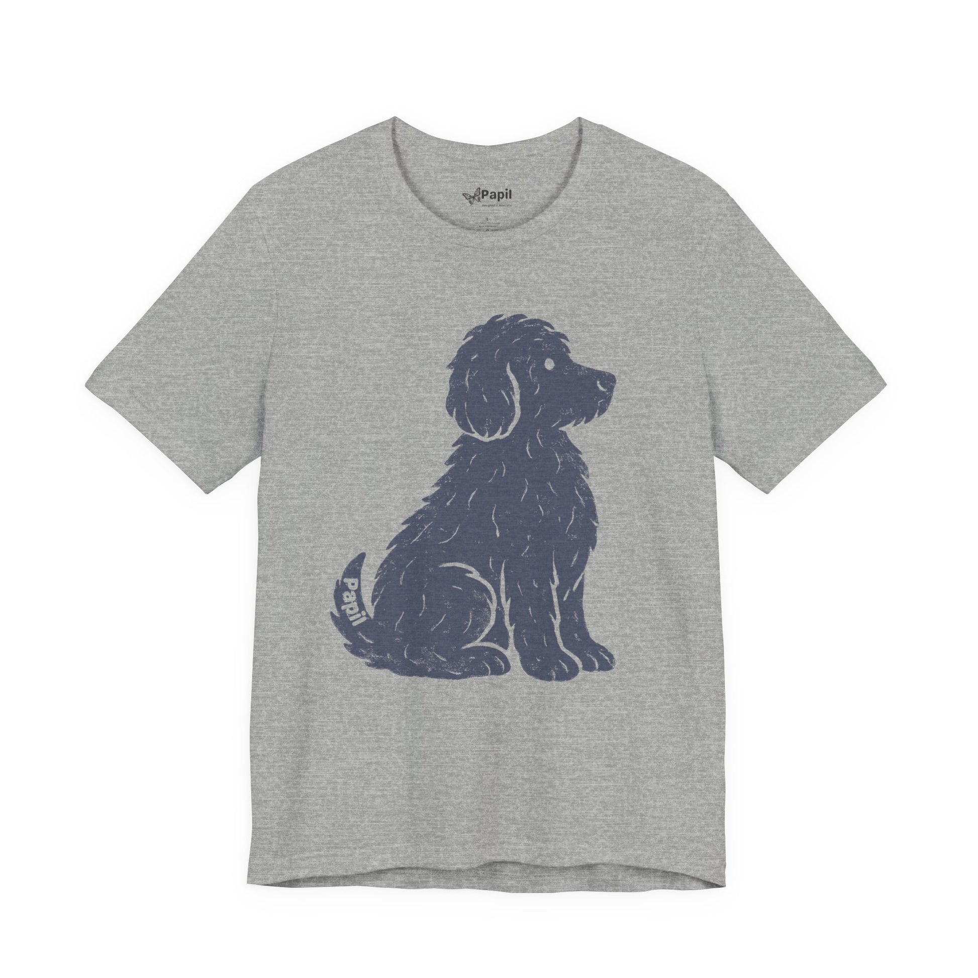 Cute Sitting Puppy Unisex T-Shirt — Whimsical Dog Graphic Tee Athletic Heather