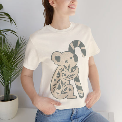 Koala Candy Cane Christmas Unisex T-Shirt — Cute Floral Koala Australian Holiday Tee