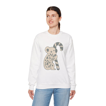 Koala Candy Cane Crewneck Christmas Sweatshirt — Whimsical Floral Australian Koala Holiday Sweatshirt