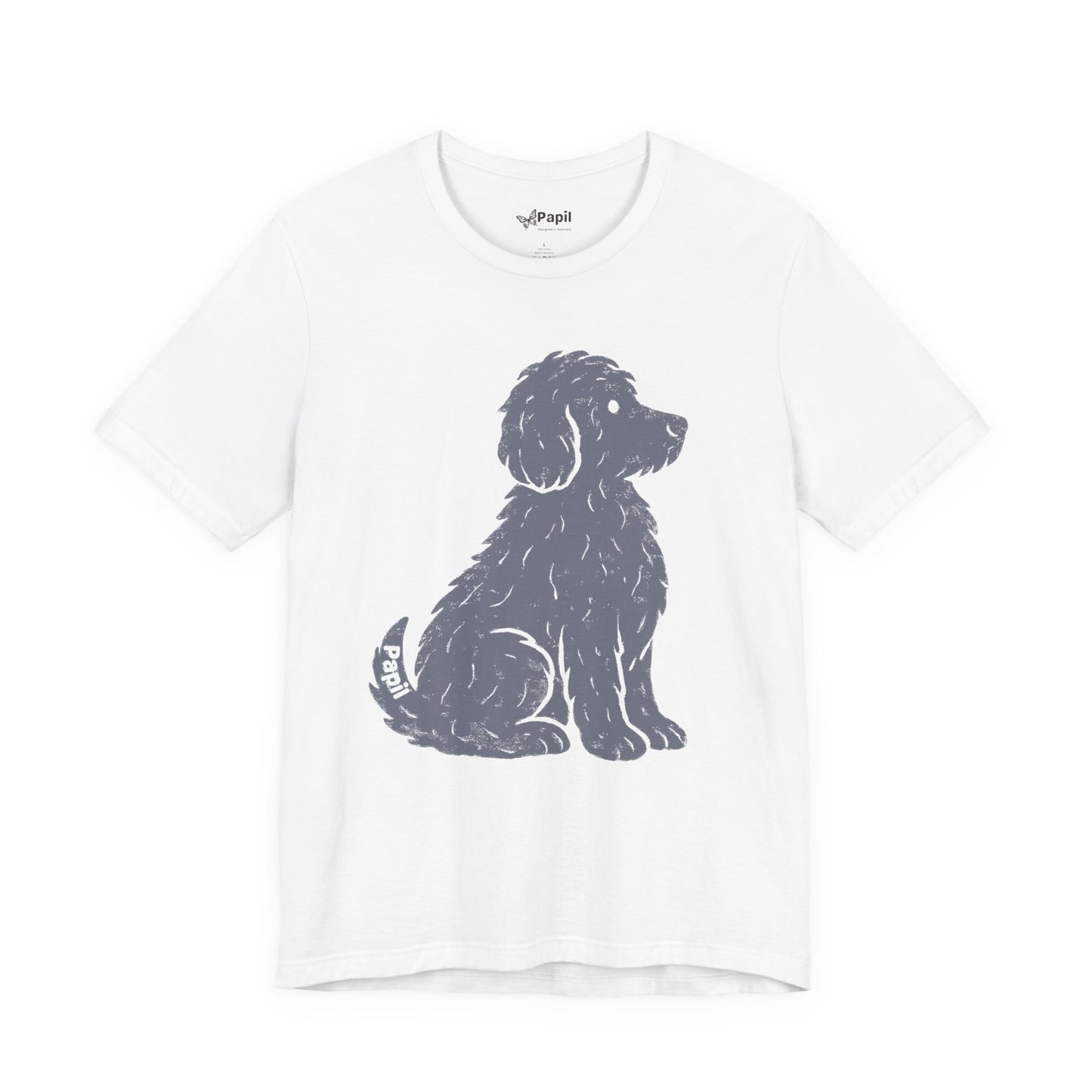 Cute Sitting Puppy Unisex T-Shirt — Whimsical Dog Graphic Tee White