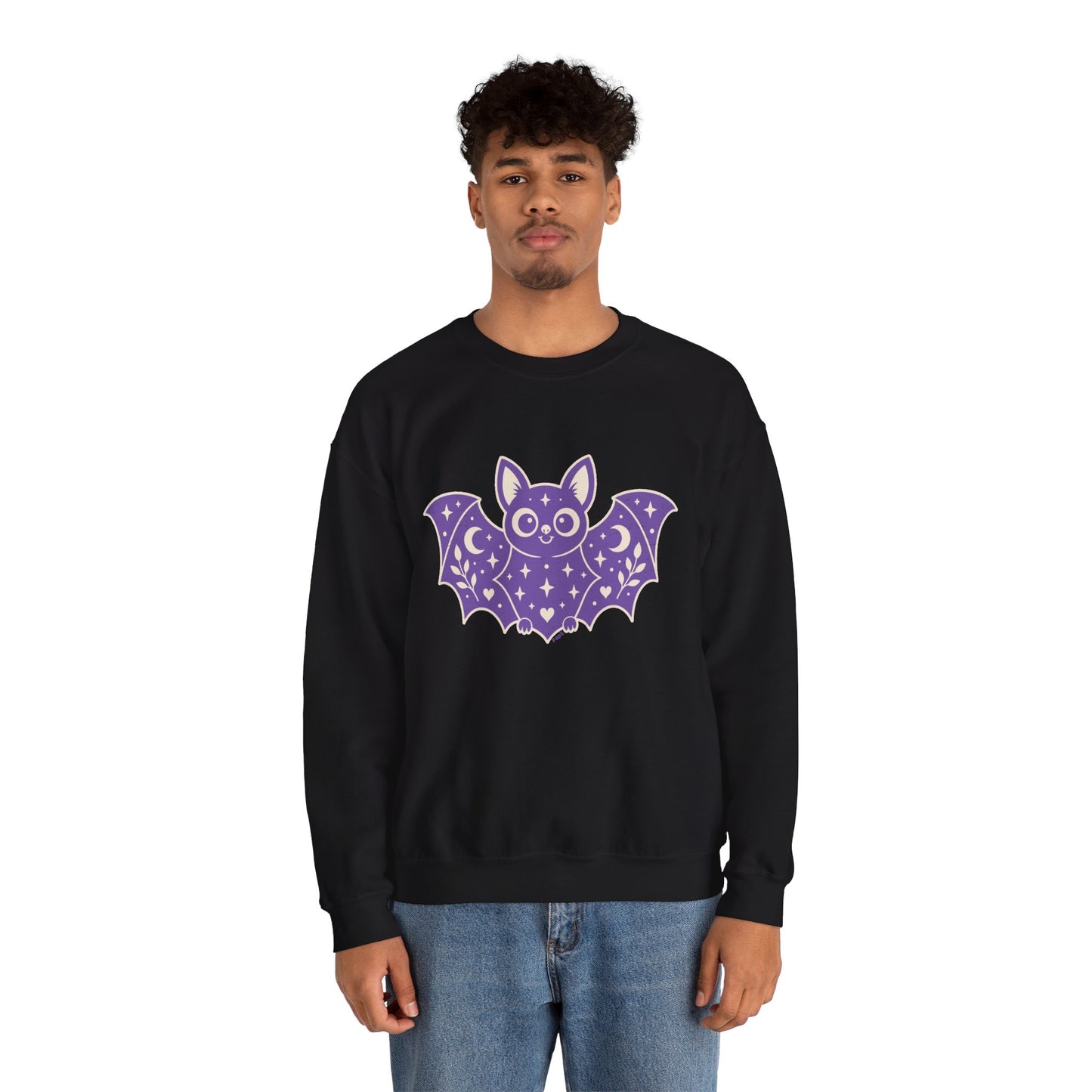 Moonlit Magic — Cute Purple Bat Halloween Crewneck Sweatshirt