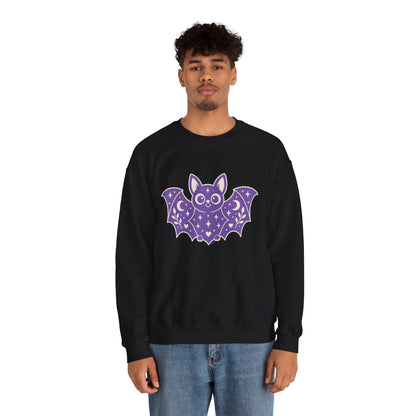Moonlit Magic — Cute Purple Bat Halloween Crewneck Sweatshirt