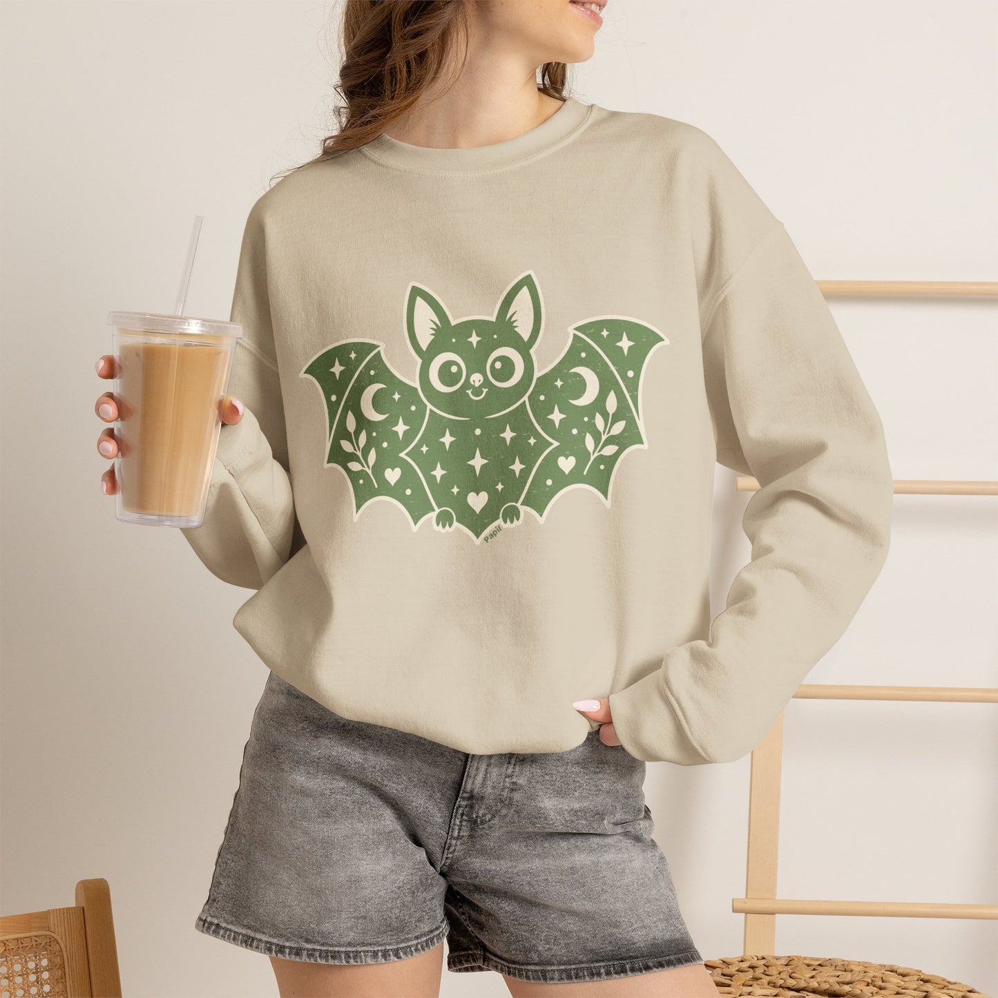 Moonlit Magic — Cute Purple Bat Halloween Crewneck Sweatshirt
