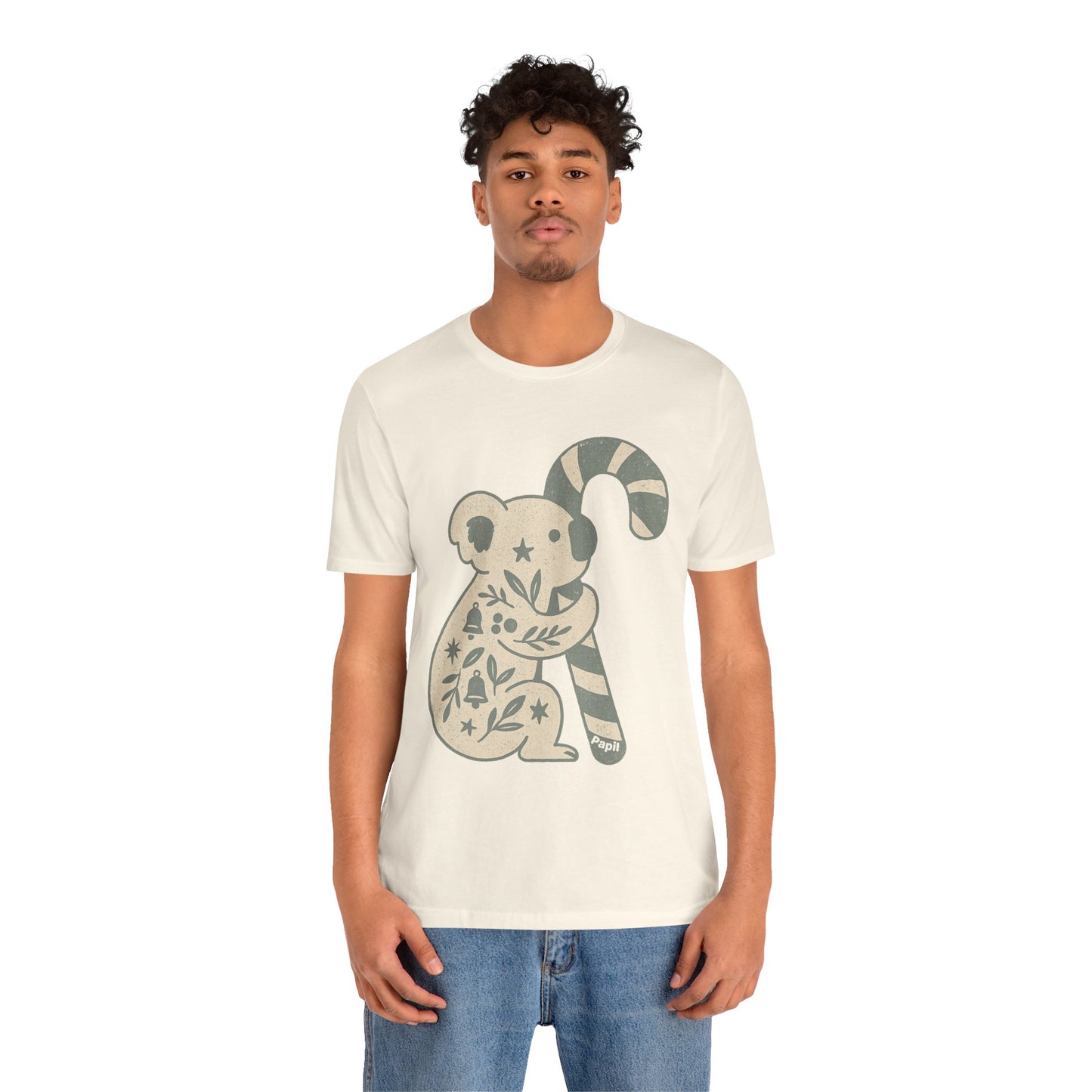 Koala Candy Cane Christmas Unisex T-Shirt — Cute Floral Koala Australian Holiday Tee