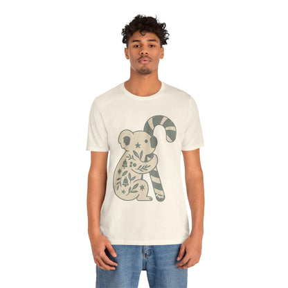 Koala Candy Cane Christmas Unisex T-Shirt — Cute Floral Koala Australian Holiday Tee