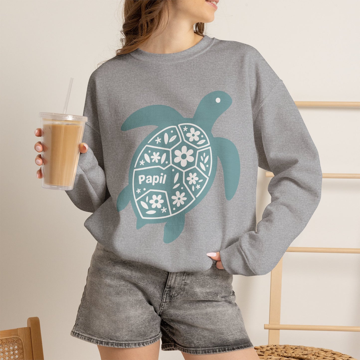 Shell Yeah! Floral Sea Turtle Cosy Crewneck Sweatshirt