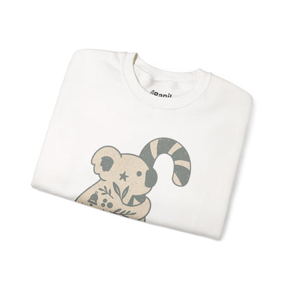 Koala Candy Cane Crewneck Christmas Sweatshirt — Whimsical Floral Australian Koala Holiday Sweatshirt