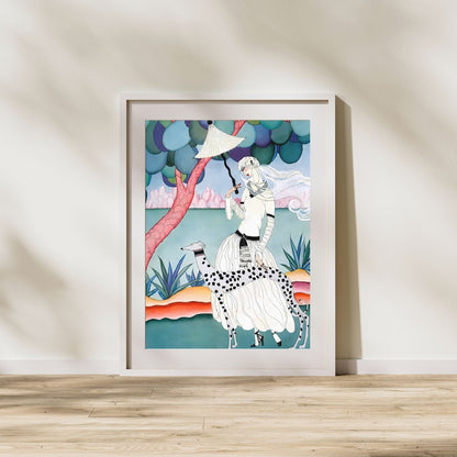 Ms Vogue & Her Spotted Hound Art Deco Wall Art Poster