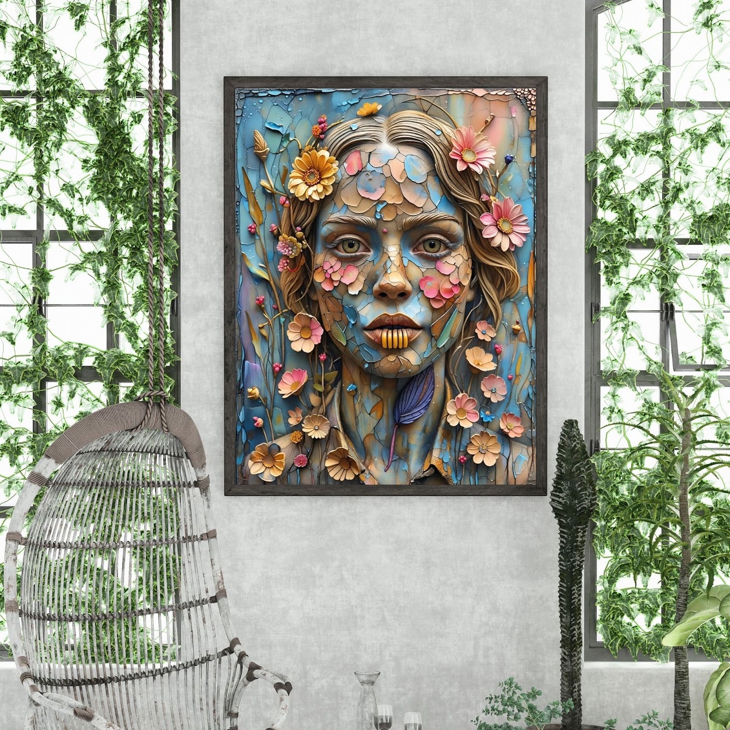 Bloom & Fracture Surreal Portrait Wall Art Poster