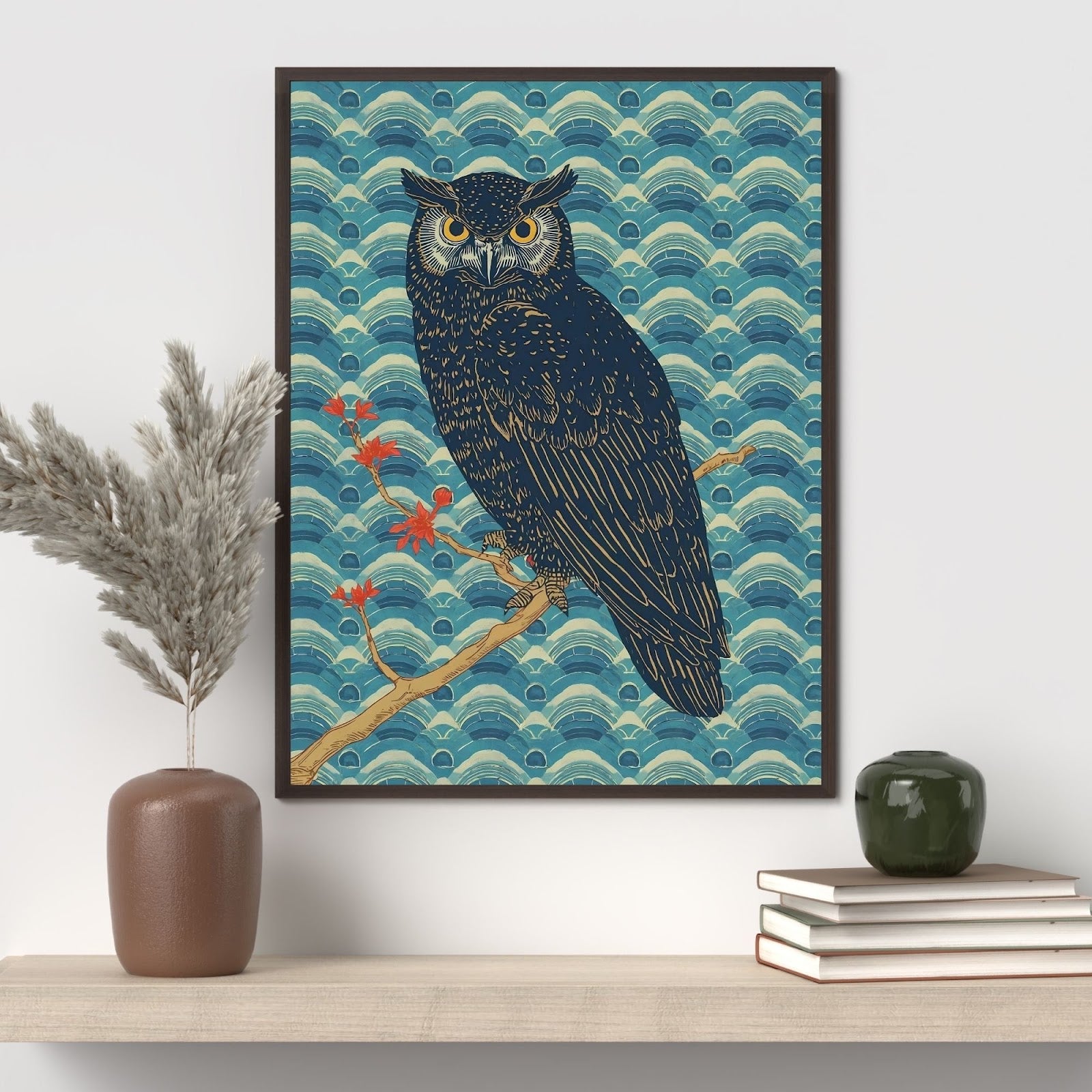 Night Watch Owl Japanese Art Wall Poster