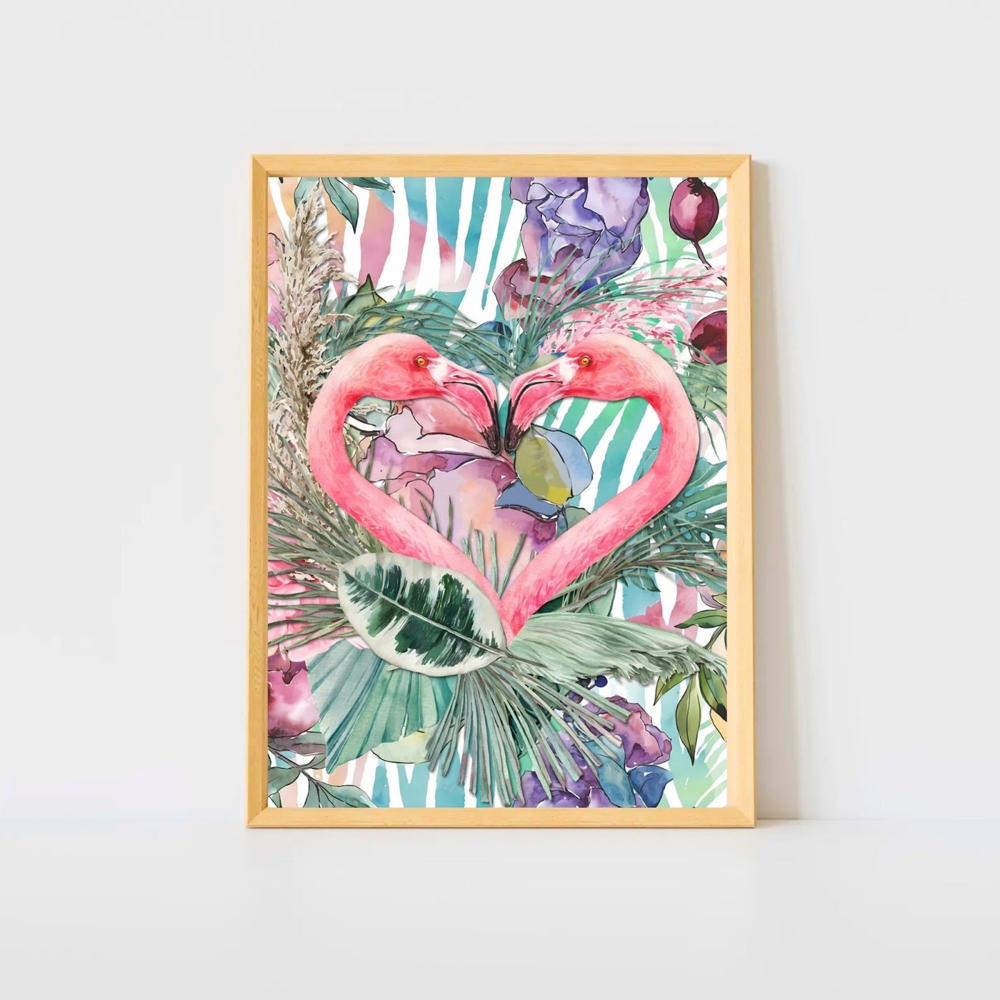 Flamingo Love Tropical Wall Art Poster