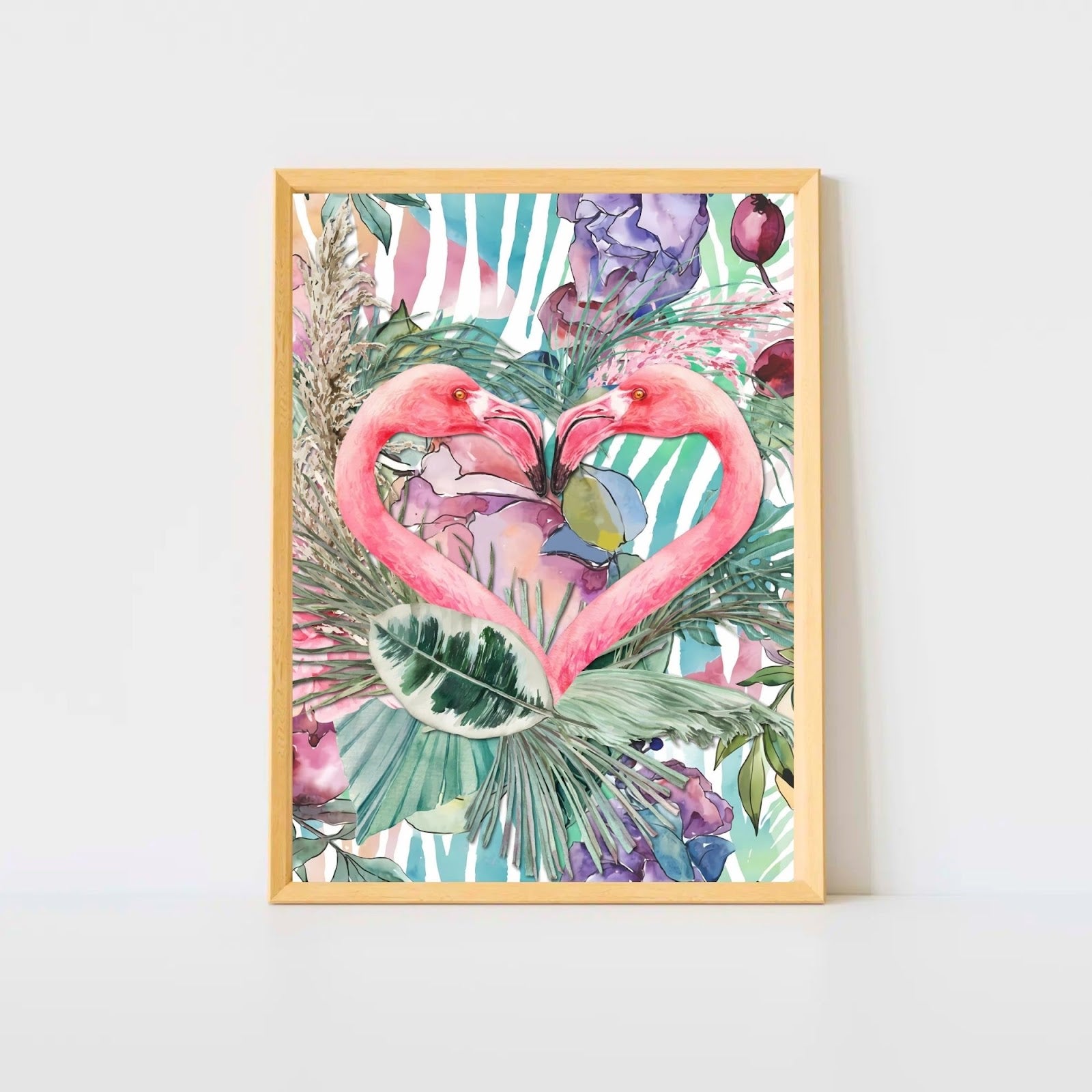 Flamingo Love Tropical Wall Art Poster