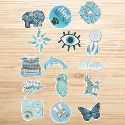 Blue Aesthetic Pack 50pcs | Coastal Vibes | Matte Vinyl | Sticker Pack