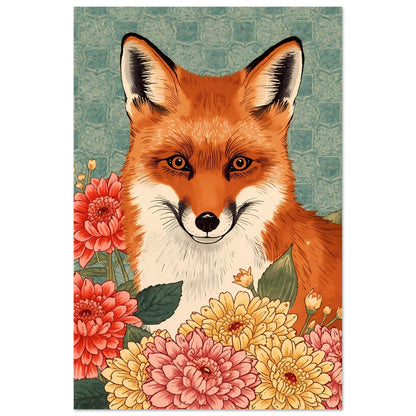 Floral Fox Ukiyo-e Wall Art Poster 30x45 cm 12x18″