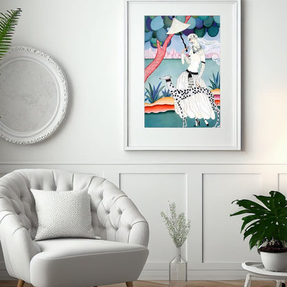 Ms Vogue & Her Spotted Hound Art Deco Wall Art Poster