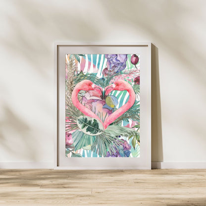 Flamingo Love Tropical Wall Art Poster