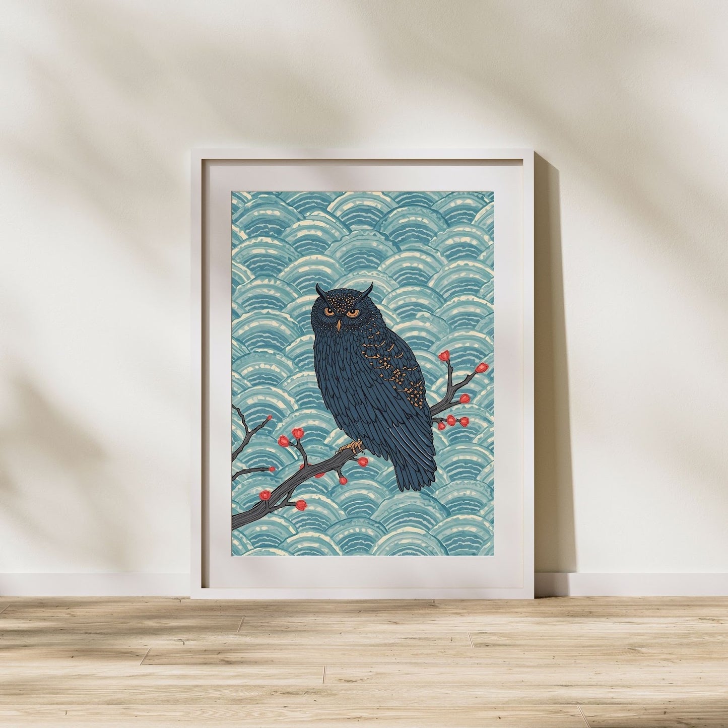 Midnight Owl Japanese Art Wall Poster