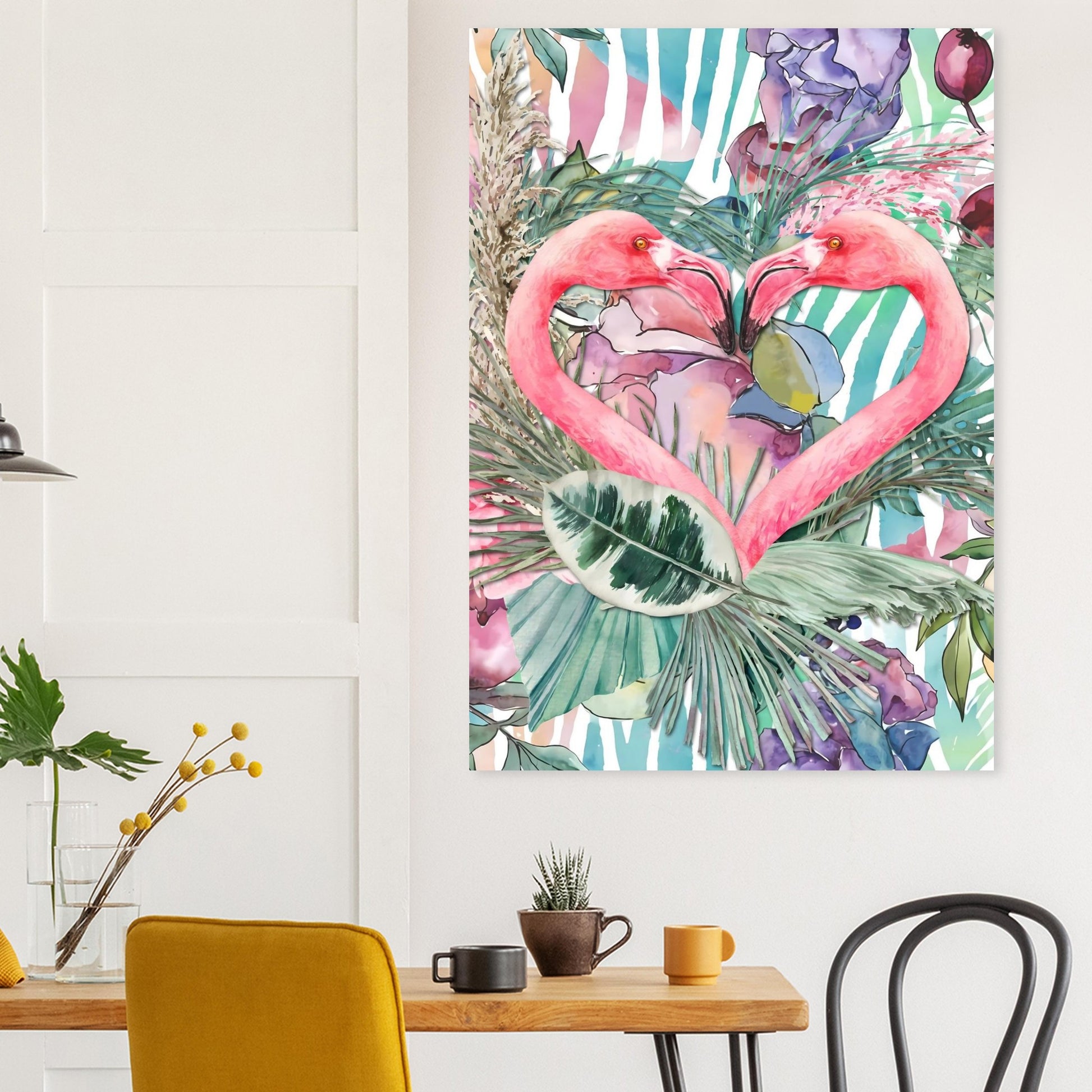 Flamingo Love Tropical Wall Art Poster