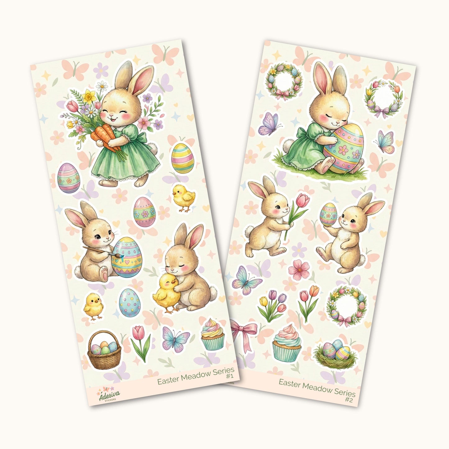 Easter Meadow Bunny & Chick | Planner Set | White Vinyl | Sticker Sheet