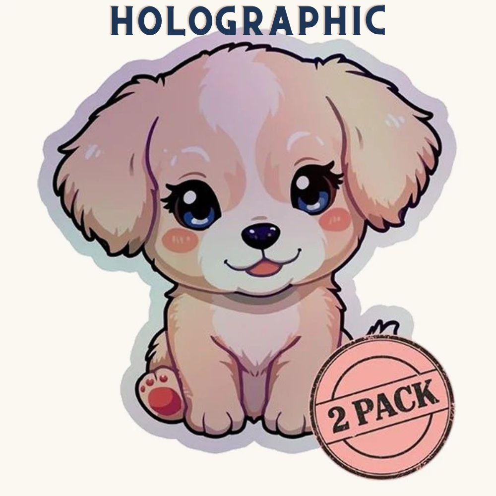 Kawaii Puppy Rainbow Set | Cute Dog | Holographic Foil | Kiss-Cut Sticker