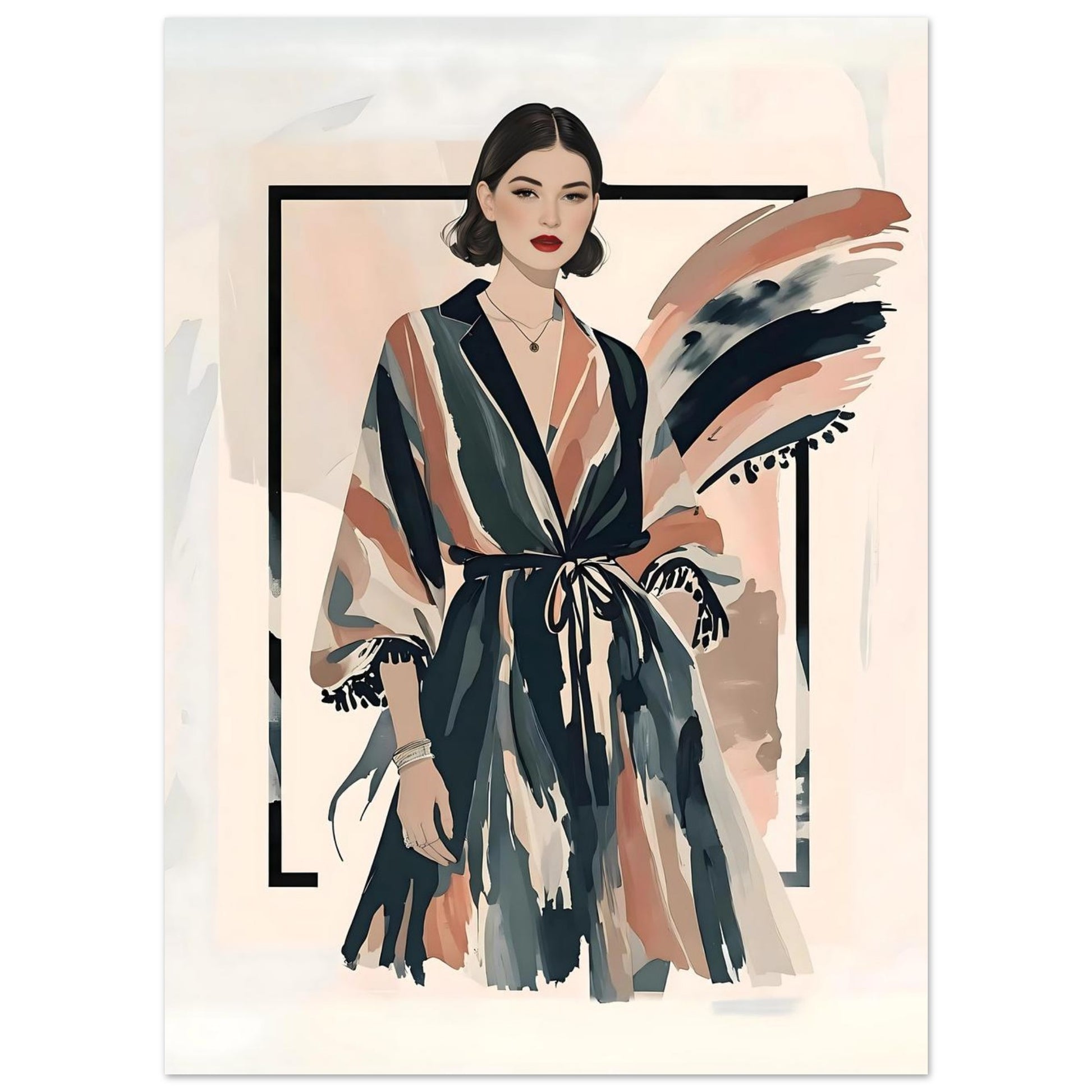 Kimono Chic Fashion Illustration Wall Art Poster 13x18 cm 5x7″