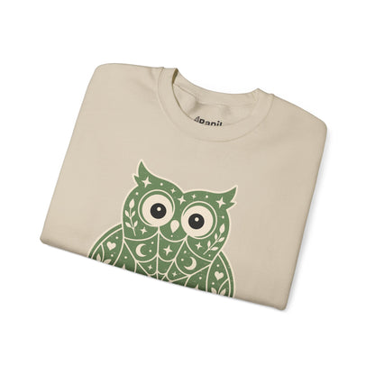 Wise & Whimsical — Folk Owl Cosy Crewneck Sweatshirt