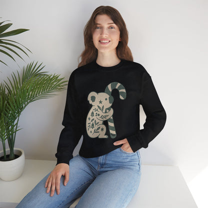 Koala Candy Cane Crewneck Christmas Sweatshirt — Whimsical Floral Australian Koala Holiday Sweatshirt
