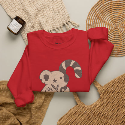 Koala Candy Cane Crewneck Christmas Sweatshirt — Whimsical Floral Australian Koala Holiday Sweatshirt